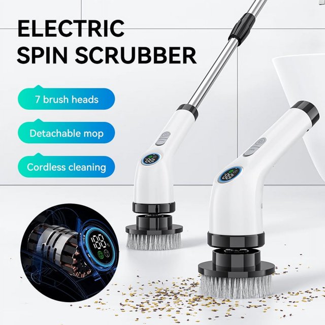 Electric Cleaning Brush Cordless Handheld Shower Scrubber Spin Cleaner Multifunctional Cleaner with 7PCS Heads Bathroom Kitchen