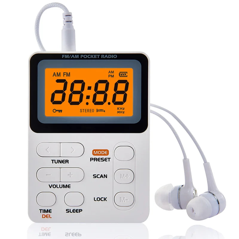 Compact mini radio with memory card slot, one-touch power on/off function, and LCD display—the ideal companion for running