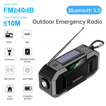 Load image into Gallery viewer, 10000mAh Outdoor Solar Radio with Speaker Solar/Hand Crank Charging with Flashlight SOS Alarm Headphone Jack for Outdoor Camping