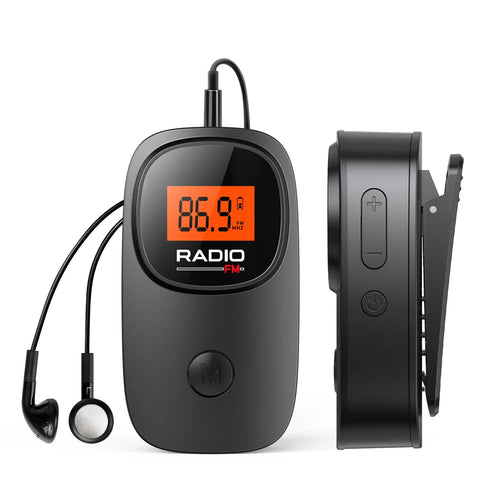 Portable Radio Digital Tuning FM Radio with Earphone Battery Operated Radio with Clip for Walking Jogging