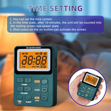 Load image into Gallery viewer, Compact mini radio with memory card slot, one-touch power on/off function, and LCD display—the ideal companion for running