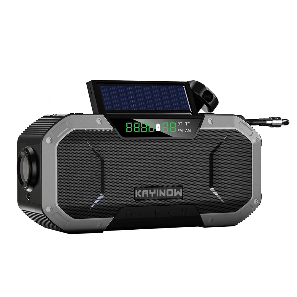 10000mAh Outdoor Solar Radio with Speaker Solar/Hand Crank Charging with Flashlight SOS Alarm Headphone Jack for Outdoor Camping