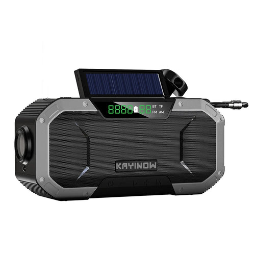 10000mAh Outdoor Solar Radio with Speaker Solar/Hand Crank Charging with Flashlight SOS Alarm Headphone Jack for Outdoor Camping
